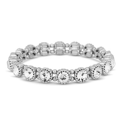 Silver crystal circle stretch bracelet
